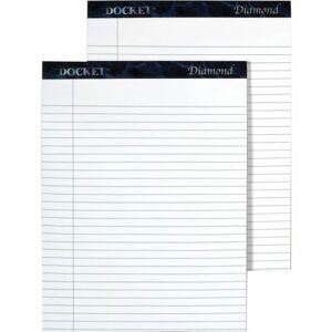 Tops Docket Diamond 100% Recycled Premium Stationery Tablet, 8-1/2 x 11-3/4 Inches, Perforated, White, Legal/Wide Rule, 50 Sheets per Pad, 2 Pads per Pack (63975)