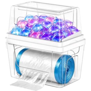 Trash Bag Dispenser with Laundry Pod Storage, Clear Under Sink Organizer