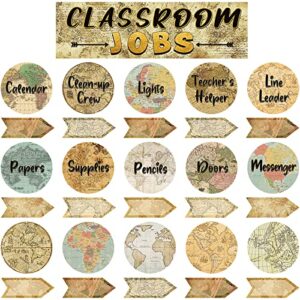 Travel The Map Classroom Jobs Bulletin Board Set | Classroom Helpers Charts Teacher's Helper Chalkboard Wall Decor for Bulletin Board Decorations