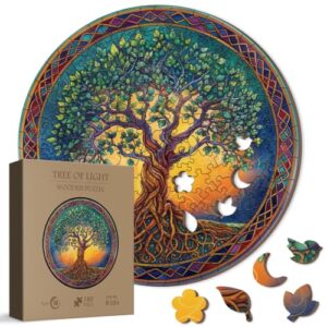 Tree of Life Wooden Puzzle for Adults 180 Pieces, Tree Landscape Wood Puzzle for Adults, Unique Shape Nature Puzzle 180 Pieces