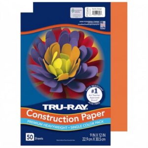 Tru-Ray Heavyweight Construction Paper, Electric Orange, 9" x 12", 50 Sheets (Pack of 2)