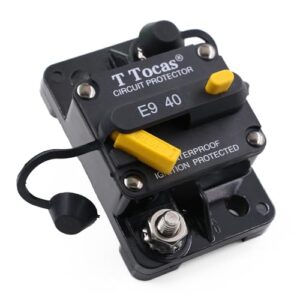 T Tocas E9 1/4" Studs 40A Amp Circuit Breaker w/Manual Reset 12-72V DC UL