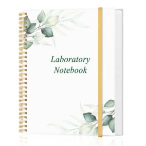 Tuun Fuplan Lab Notebook/Laboratory Notebook - (.25" Grid Format), Laboratory Notebook Quad Ruled Science Lab Book for Chemistry, Physics, 8" x 10", Spiral Bound, Flexible Cover, Green Leaf