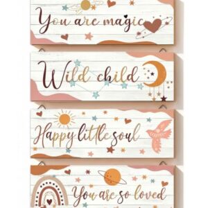 Ugotit Wooden Hanging Wall Decor for Bedroom Inspirational Quotes, Set of 4