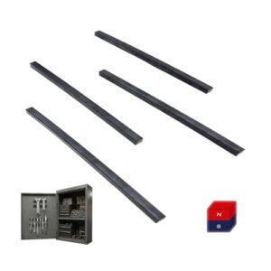 Ultra Thick Magnetic Tape for Storage Organizer Tool Holder on Metal Cabinet,Matched Pair Monopolar Magnet Strip No Drill No Adhesive for Steel Shelving Board (11.8" X 2/5" X 2/5",4PCS)