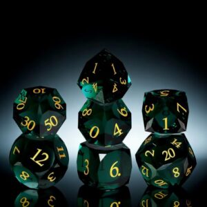 Unique Gemstone Dice Set 7PCS, Handmade Natural Stone Polyhedral DND Dice with Premium Gift Case for Board Game Lovers Birthday Gift (SJ-002-FBA)