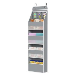 Univivi Fabric Over Door Hanging Organizer for Baby Nursery, Grey, 5-Shelf