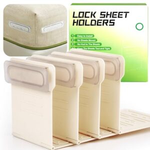UPZLZD Bed Sheet Holders for Corners Keep Sheets Firm & Tight, Foldable Sheet Clips Universal Fit for All Mattress Sizes, Easy to use (4, White)