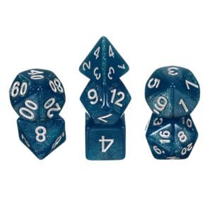 uxcell Polyhedral Dice Set, 7Pcs Acrylic Dice, Sparkling Navy Blue | for Role Playing Table Games Tabletop Gaming Accessories