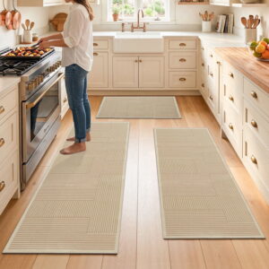 Vaparinckl Kitchen Rug, [3 Pieces] Kitchen Rug Sets with Non-Slip Baking for Kitchen Floor Comfort Standing, Kitchen Mat for Hallway or Entryway(20"x32"+20"x47"+20"x59")