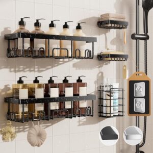 Veken Shower Caddy 5-Pack, Bathroom Organizers and Storage Shelves, Black