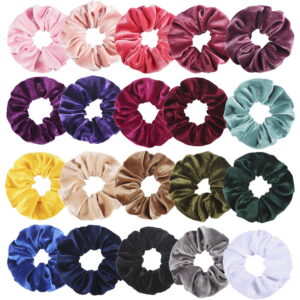 Velvet Scrunchies for Thick Hair, Hair Scrunchies for Women and Girls, Big Scrunchies for Ponytail Holder, with Storage Bag, 20 Pcs