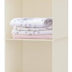 VERONLY Hanging Closet Organizer and Storage with Bamboo Shelves - Foldable Storage for Clothes, Towels, Accessories | Space Saving, No Assembly Needed (Beige)