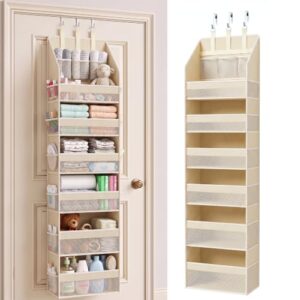 Vincona Over the Door Organizer, 6-Shelf Hanging Closet Storage with 15 Mesh Pockets,Hanging Door Storage 55 lbs Capacity, Behind-the-Door Storage for Baby Nursery, Bathroom, Bedroom, and Dorm