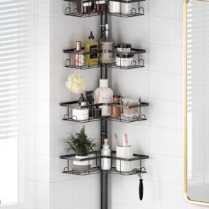 ViviDreamore Corner Shower Caddy Tension Pole, 4-Tier Organizer, 47-114 in