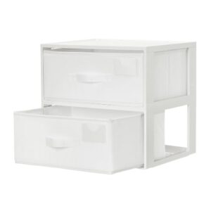 Vtopmart 2 Pack Closet Drawer Organizer, Stackable Fabric Drawers, White