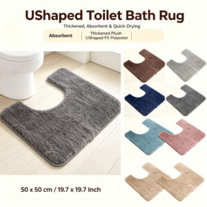 weibbin Toilet Rugs U Shaped Bathroom Rug, Machine Washable Non Slip Quick Dry Super Absorbent Ultra Thin Toilet Mats for Bathroom Toilet, Absorbing Door Mat