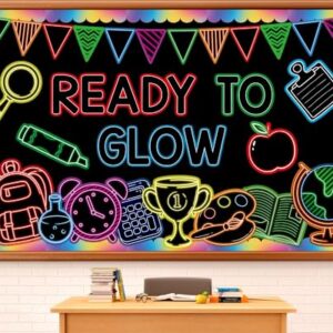 Welcome Back to School Bulletin Board Decorations Ready to Glow Inspirational Classroom Bulletin Board Neon Style Paper Cutouts for First Day of School Office Home Teacher Classroom Wall Supplies