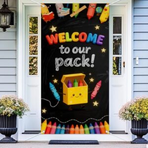 Welcome to Our Pack Crayon Classroom Door Cover Back to School Decor