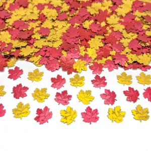Werich Maple Leaf Confetti Thanksgiving Halloween Table Scatter,Autumn Wedding Party Decorations, Red and Gold Fall Decor