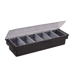 Winco 19 7/16" Black Plastic 6-Compartment Condiment Holder