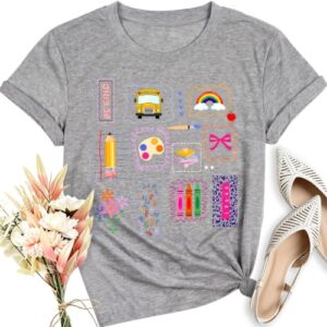 Womens Teacher Shirts Teach Them to Be Kind Teacher Life T-Shirt Grey | Womens teacher shirts,crewneck short sleeve tops,Teach Them to Be Kind design,teacher life,classroom wear,Teacher's Day gift