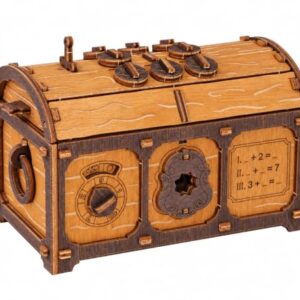 WOODEN.CITY Treasure Chest Puzzle Box for Adults – Build-and-Solve Escape Room Brain Teaser with Hidden Compartment, Wooden 3D Puzzle Kit, Made in EU