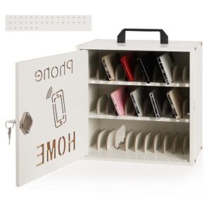 Wooden Phone Lock Box,Adjustable 33 Slots Cell Phone Holder Classroom