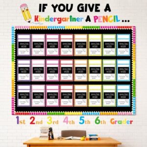 Work Bulletin Board Set Student Work Display Classroom Decor IF You GIVE A Pencil Name DIY Display Cutouts for Kindergarten Elementary Back to School Office Chalkboard Wall Door Supplies