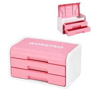 WORKPRO Small Storage Box with 2 Drawers and Flip-Top Lid | ABS Storage Case, PP Feet Pads, Arts and Crafts, Beads, Sewing Supplies, DIY Material Organization