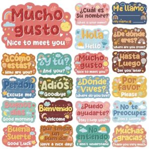 Wxiben 20Pcs Spanish Classroom Decor Posters Bulletin Board Decorations
