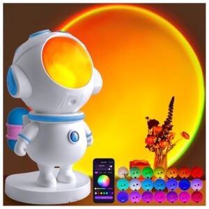 XEBKOR Astronaut Sunset Lamp,720° Magnetic Rotating RGB LED Night Light | 16M Colors Smart APP Control,Aesthetic Room Decor & Mood Lighting,Unique Space Gifts for Kids Teen Girls Adults