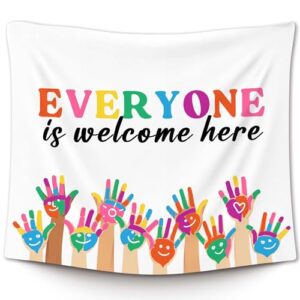XLDLIOO Boho Classroom Tapestry, Mental Health Wall Tapestry Hanging for Therapy Office, Everyone Is Welcome Here Tapestries Decor Art for Classroom Kids Nursery Room Playroom 50x60in