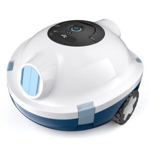 Y10 Robotic Pool Cleaner,Cordless Pool Vacuum with 150 Mins Runtime,High Efficiency Dual Suction Power,Self-Parking&Smart Navigation for Above-Ground & Flat Inground Pools up to 1300 sq.ft (White)