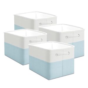 YACEYACE Fabric Bins for Cubesl, 4 Pack 15"x11"x9.5" Storage Bins for Shelves, Foldable Linen Fabric Basket with Handles for Organizing, Decorative