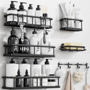 YASONIC Shower Caddy Adhesive, Rustproof Shower Shelves for Inside Shower | Large Capacity Shower Organizer, 6 Pack Bathroom Accessories with Soap Holder, No Drilling Bathroom Organizers and Storage