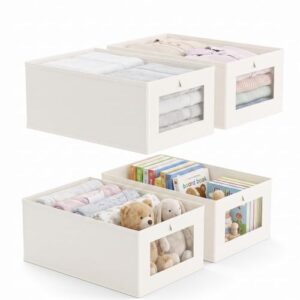 Yecaye Linen Closet Organizers and Storage with Transparent Window, 4 Pack
