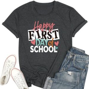 YHHR First Day of School Teacher Shirt for Women Back to School Gift Tee