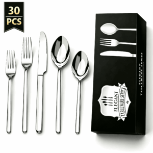 Yilush Silverware Set, 30 Piece Flatware Cutlery Set for 6, 18/10 Stainless Steel Silverware Mirror Polished Dishwasher Safe for Home, Restaurant, Wedding, Party(Silver, 30 pieces for 6)