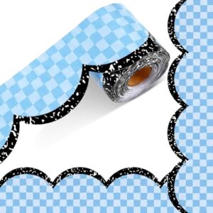 Yoonotee Classroom Checkered Bulletin Board Border, Blue
