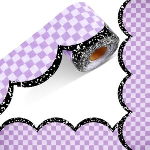 Yoonotee Classroom Checkered Bulletin Board Border, Purple