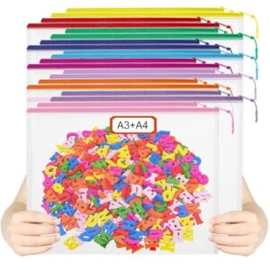 YOPCDJ 20PCS Mesh Zipper Pouch Bags,File Bags,Toy Storage Bags,Clear Organizer Bags,Suitable for Board Game,Home,School,and Office Organization(10A3+10A4)