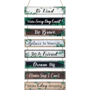 Yousoontic Green Plants Boho Classroom Motivational Wall Art Decoration Inspirational Wooden Colorful Decorations Positive Quotes Hanging for Home Living Room Bedroom Classroom Wall