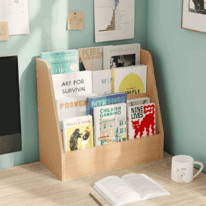 YQ JENMW 4 Tier Book Display Shelf,Desktop Bookshelf Organizer,Magazine Holder and Desktop File Organizer for Home Office