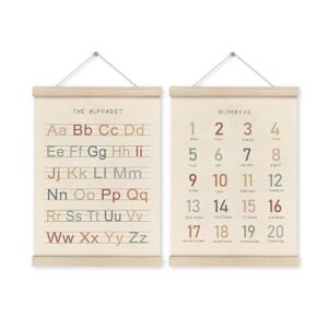 ZBATST 2Pcs Cute Alphabet Numbers Poster Set, Wall Art Decor for Toddlers, Alphabet Numbers Poster Hanger, Nursery, Playroom & Classroom Decor (12x16inch)