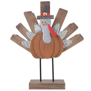 Zcaukya Thanksgiving Turkey Decoration, Wooden Indoor Standing Tabletop Turkey Decor for Home Office Bedroom Kitchen Thanksgiving Harvest Day Decorations