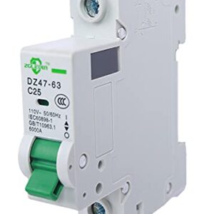 ZGLEDUN AC Miniature Circuit Breaker, 1 Pole 10 Amp, 120/240VAC, 6kA Din Rail Mount Breaker with Thermal Magnetic Trip, DZ47-63 C10 1P, AC Solar MCB
