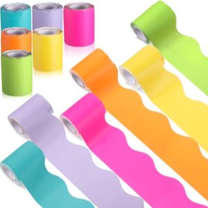 Zhanmai 6 Rolls Summer Color Bulletin Board Border, Back to School | 98.5ft Bright Classroom Scalloped Borders Trim for Office School Whiteboard Chalkboard Poster Decoration