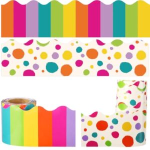Zonon 2 Pcs 59 ft Colorful Stripe Dots Bulletin Board Borders