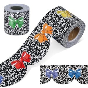Zonon 65 Feet Multi Colored Bow Composition Bulletin Board Borders Classroom Black and White Scalloped Border Trims Classroom Wavy Rolled Trim DIY Decoration for Home School Office Wall Back to School